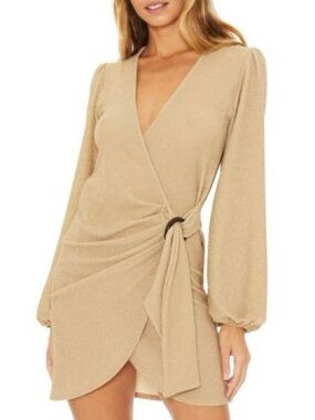 Beach Riot Gold Long Sleeve Cover Up Dress Size Small